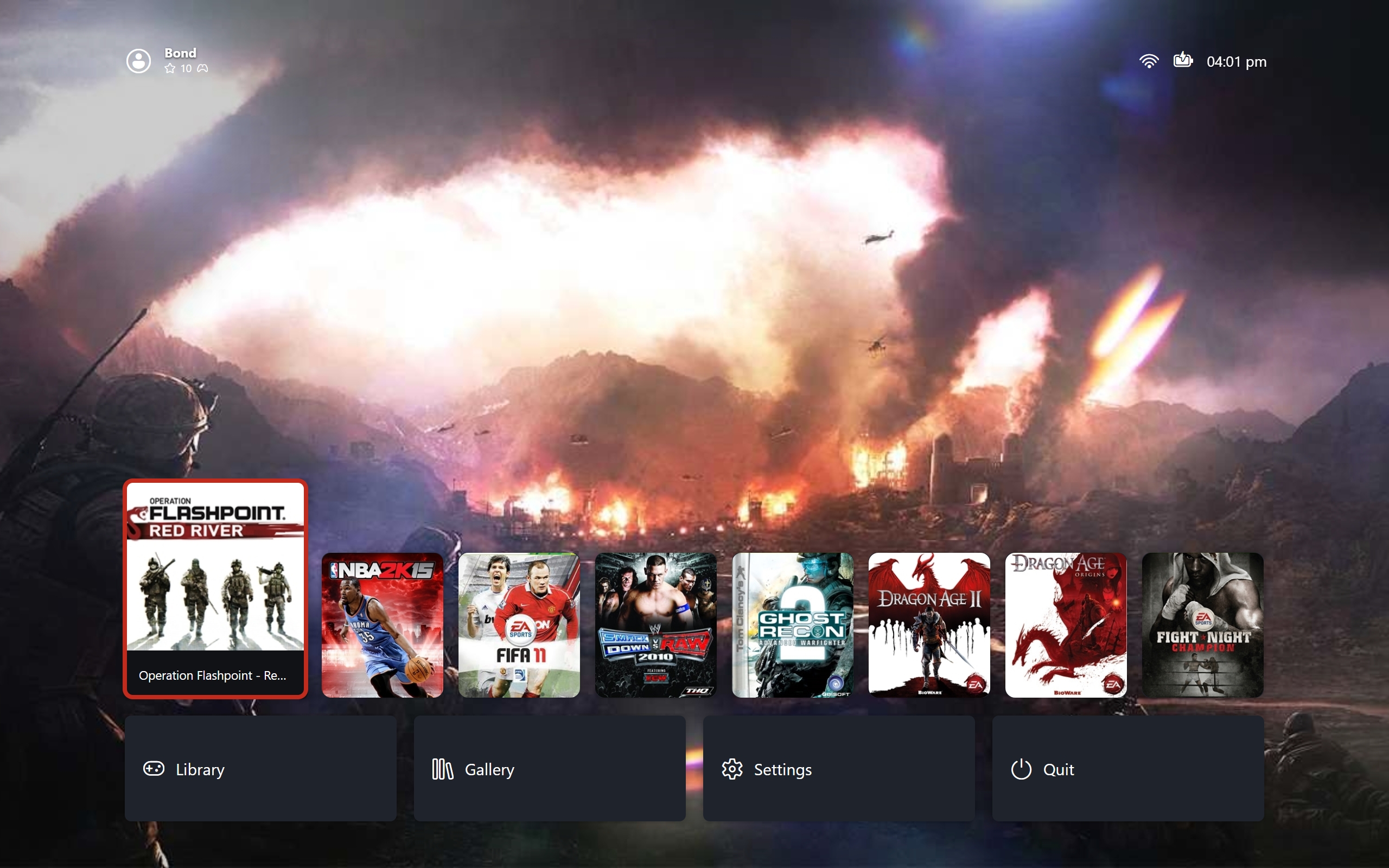 Dashboard - Game Selected