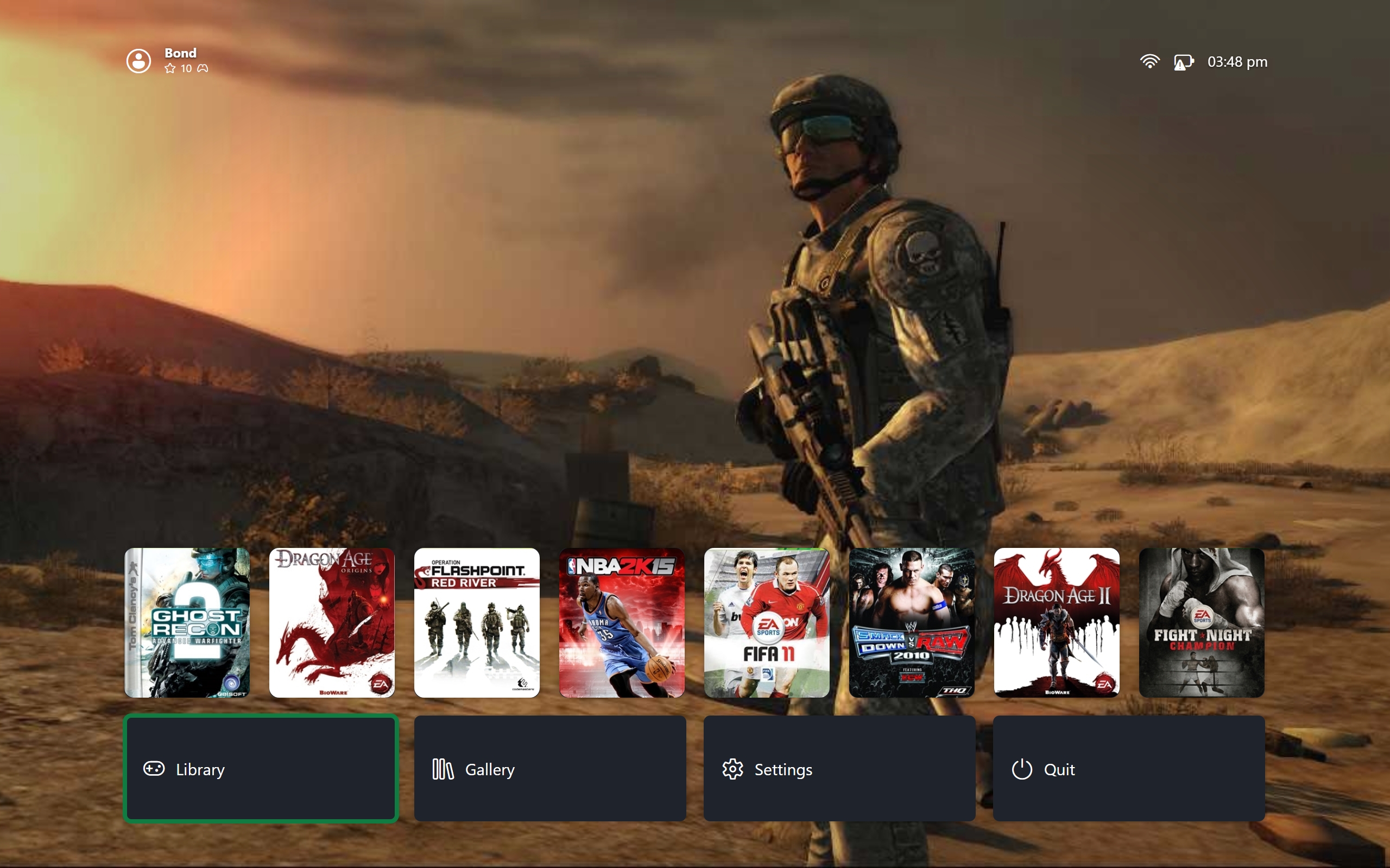 Dashboard - No Game Selected