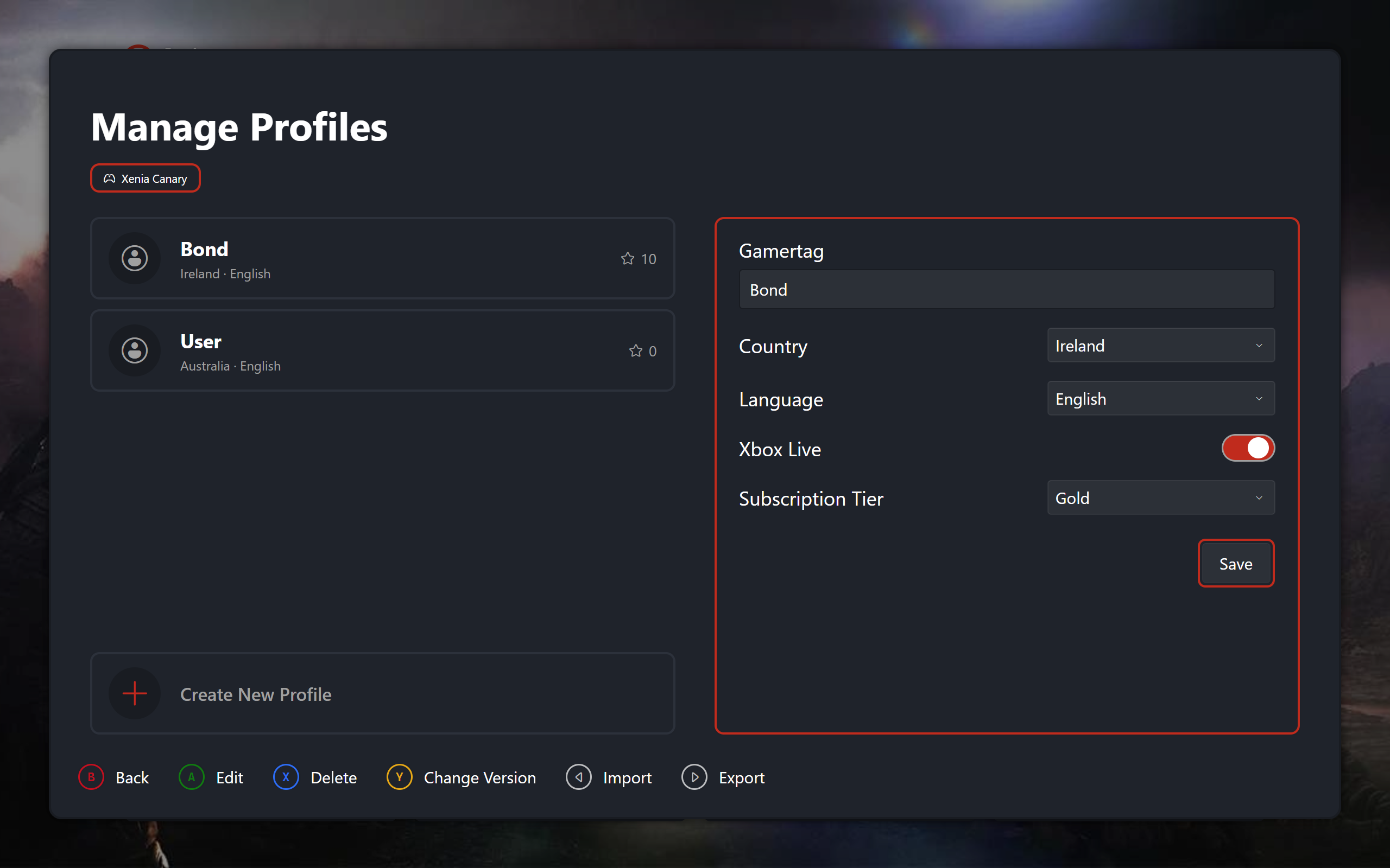 Profiles - Manage Profiles